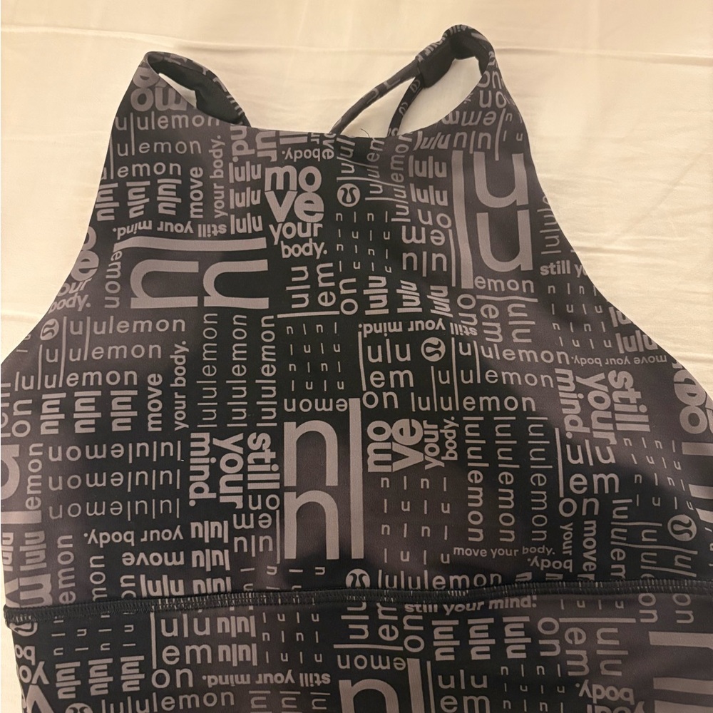 Lululemon Black and Gray Patterned Sports Bra